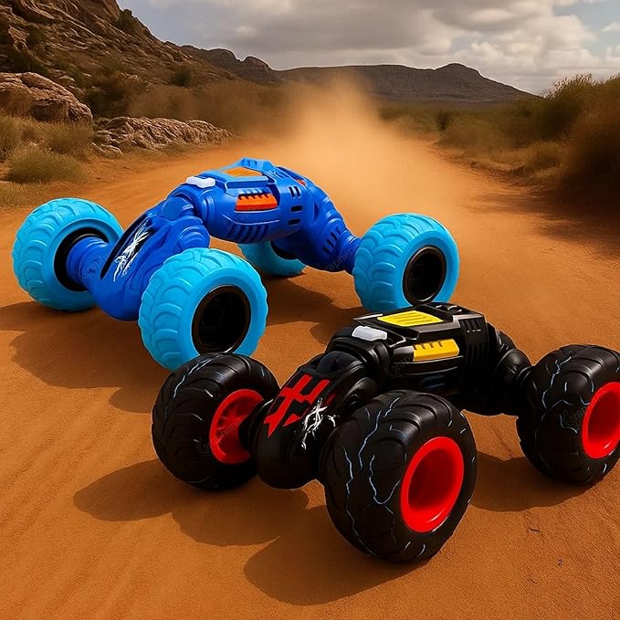 GRAPHENE 2 Pcs Pull Back Friction Powered DTX Toy Car Monster Truck Telescopic Toys for Kids Toddlers Gift for 1 2 3 4 5 6 Year Boy Girl Push N Go Off-Road Vehicles Racing Stunt Car