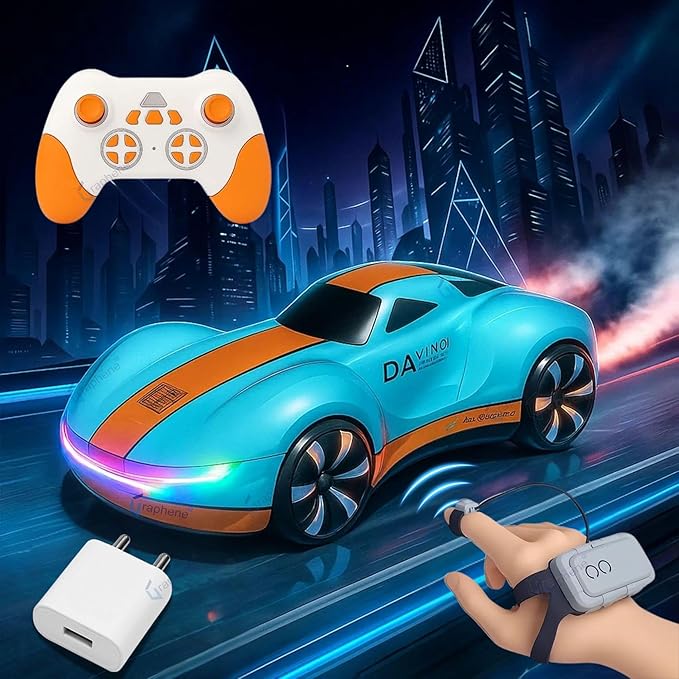 GRAPHENE 4x4 RC Drift Stunt Car Toy for Kids 7-14 Years 1:16 Scale Double Smoke Hand Sensor Gesture Control High Speed 3 Lights Music Futuristic Racing Remote Control Car for Kids 5+ Boy Adults