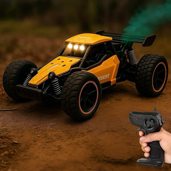 GRAPHENE Remote Control Car 1:14 RC Rock Crawler Desert Smoke Drift Car LED Mist Stunt Spray High Speed 20km/h Toys for Boys Kids USB Rechargeable 2WD Off Road Vehicle Vintage Monster Truck