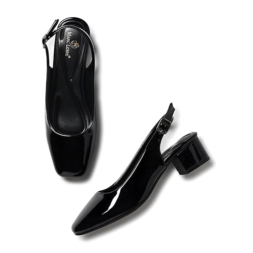 Marc Loire Women Square Toe Solid Block Heel Pumps for Office, Party and Formal Wear