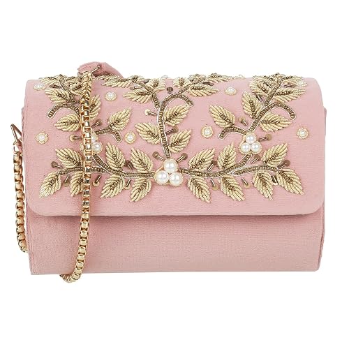 Mochi Women Clutches Suede with Fabric Lining Ethnic bag with closure