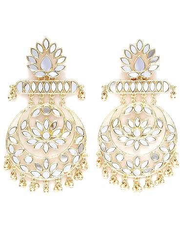 Karatcart Red Stone Studded Gold Plated Drop Earrings for Women