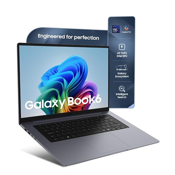 Samsung Galaxy Book6 (Gray, 16GB RAM, 1TB SSD) | Intel Core Ultra 7 (Series 3) | 16" WUXGA+ Display with Touchscreen | 24Hrs Battery Life | 120 Hz Refresh Rate | Dolby Atmos Stereo Speakers | AI PC