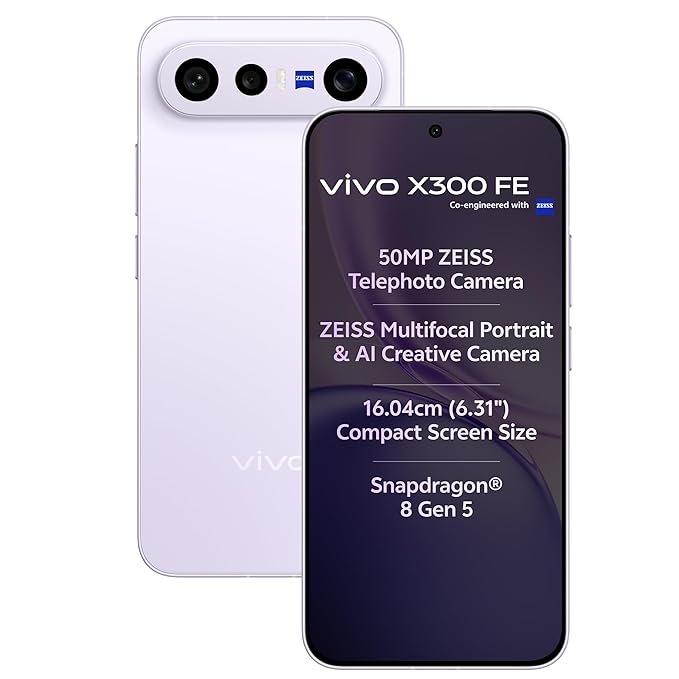 vivo X300 FE 5G (Lilac Purple, 12GB RAM, 512GB Storage) with No Cost EMI/Additional Exchange Offers