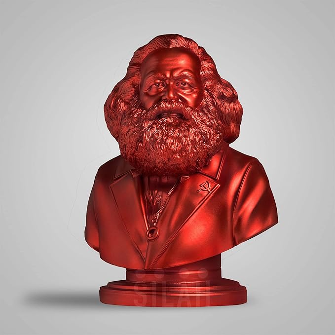 SILAII Karl Marx Sculpture - Handmade Statue for Home Decor and Gift - Collectible Figurine (Red, 1 Feet)