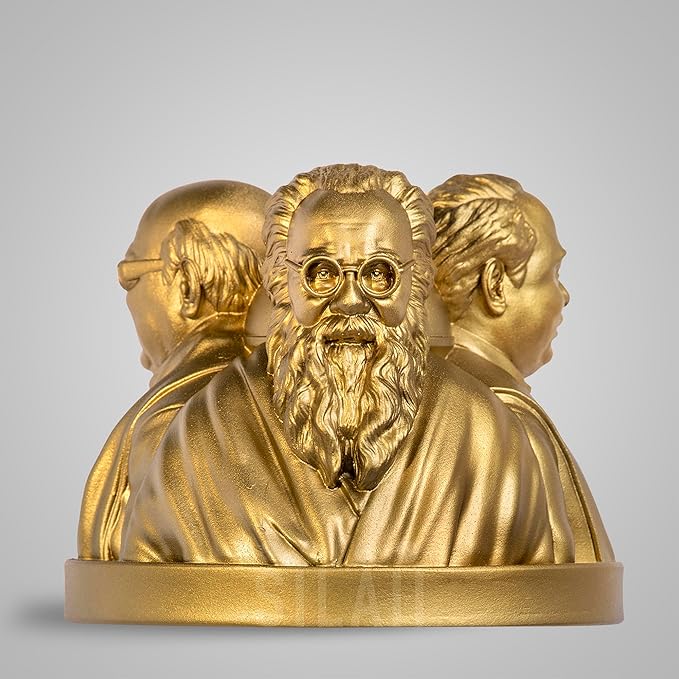 SILAII The Dravidian Icons - Table Top Three Face Sculpture - 4 INCH, Gold Colour