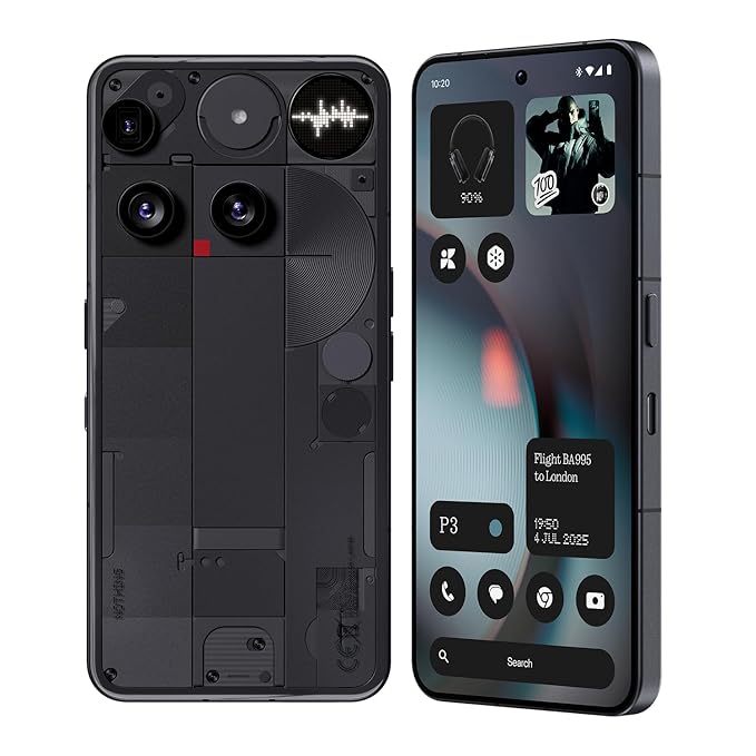 Nothing Phone (3), Black (12GB, 256GB) | Snapdragon 8s Gen 4 | 50MP + 50MP + 50MP Rear Camera | 1.5K+ 120Hz AMOLED Flexible LTPS Display