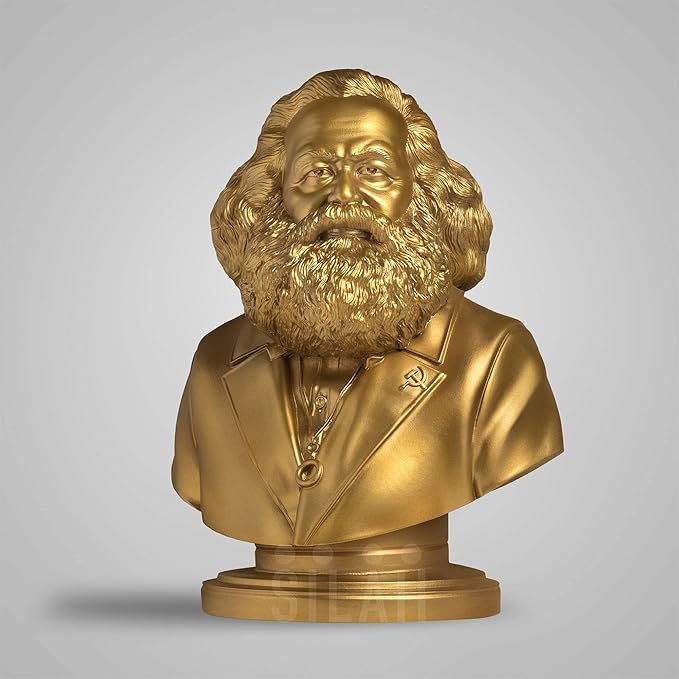 SILAII Karl Marx Sculpture - Handmade Statue for Home Decor and Gift - Collectible Figurine (Gold, 1 Feet)
