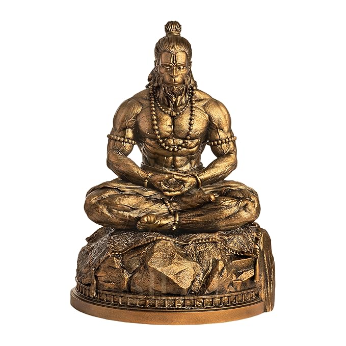 SILAII Lord Hanuman Meditation – Bajrang Bali Hanuman Murti Idol for Home Temple, Office Desk & Gifting | 12 Inch Length