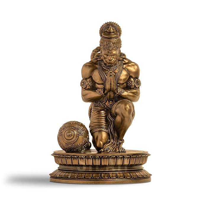 SILAII Lord Hanuman Blessed Sculpture | Hanuman Murti | 6 Inch Hanuman Idol for Home | Handmade Lord Hanuman Ji Ki Murti – Antique Bronze Finish Religious Idol for Home Decor & Gift