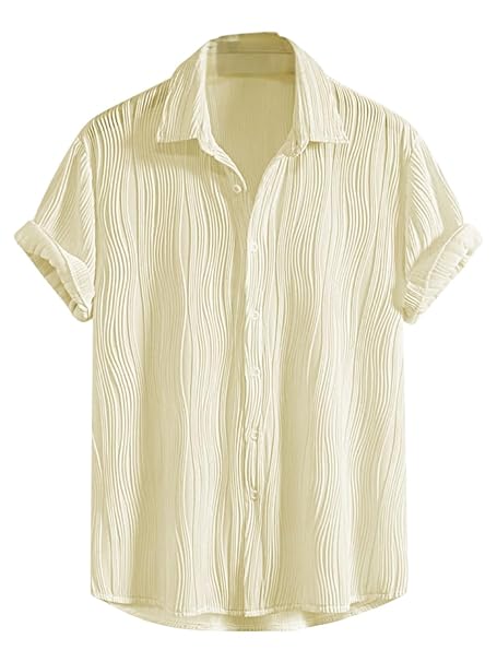 GRECIILOOKS Men Casual Shirt | Stylish Shirt's | Short Sleeve Collared Neck Standard Length | Trendy Button Down Closure Type | Man's Formal Shirts | Solid Slim Regular Fit