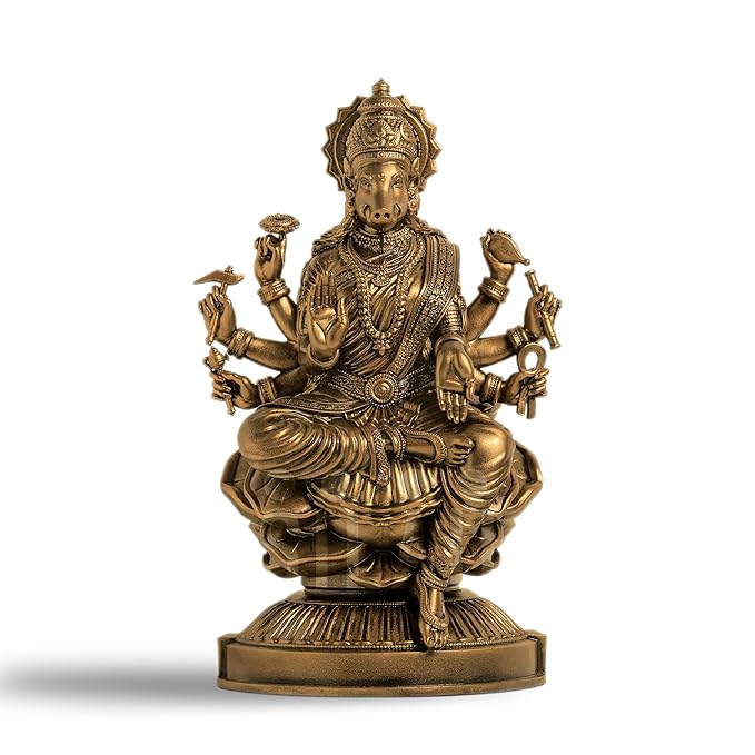 SILAII Goddess Varahi Amman Sculpture - Antique Bronze Finish, Handcrafted Statue for Puja Room, Home Decor, and Gifting (Antique Bronze, 1 FEET)