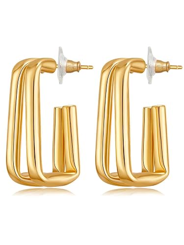 Bohey by KARATCART Gold-Toned Classic Half Hoop Earrings for Women