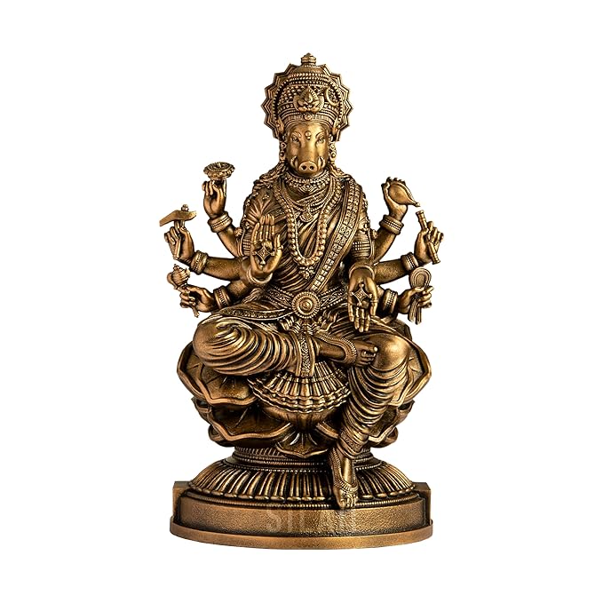 SILAII Goddess Varahi Amman Car Dashboard Idol – 3 Inch | Miniature Varahi Amman Statue for Car Interior Decor | Antique Bronze Finish | God Idols for Home & Office | Ideal for Pooja Room & Gifting