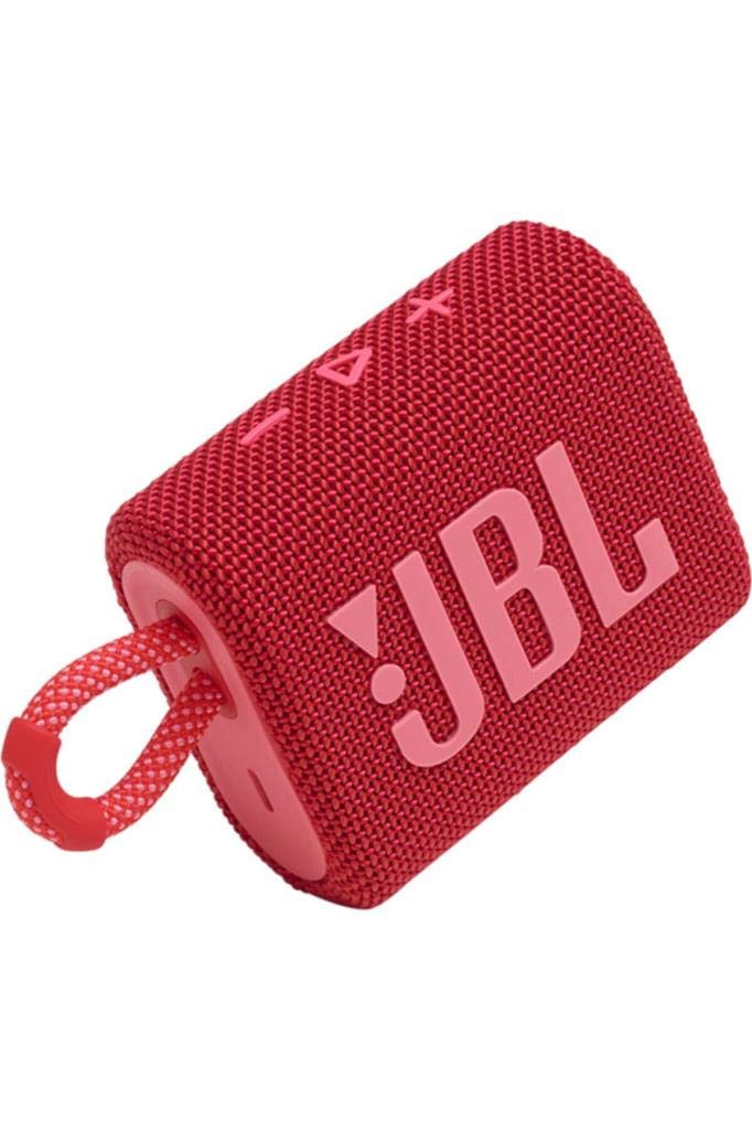 JBL Go 3, Wireless Ultra Portable Bluetooth Speaker, Pro Sound, Vibrant Colors with Rugged Fabric Design, Waterproof, Type C (Without Mic, Red)