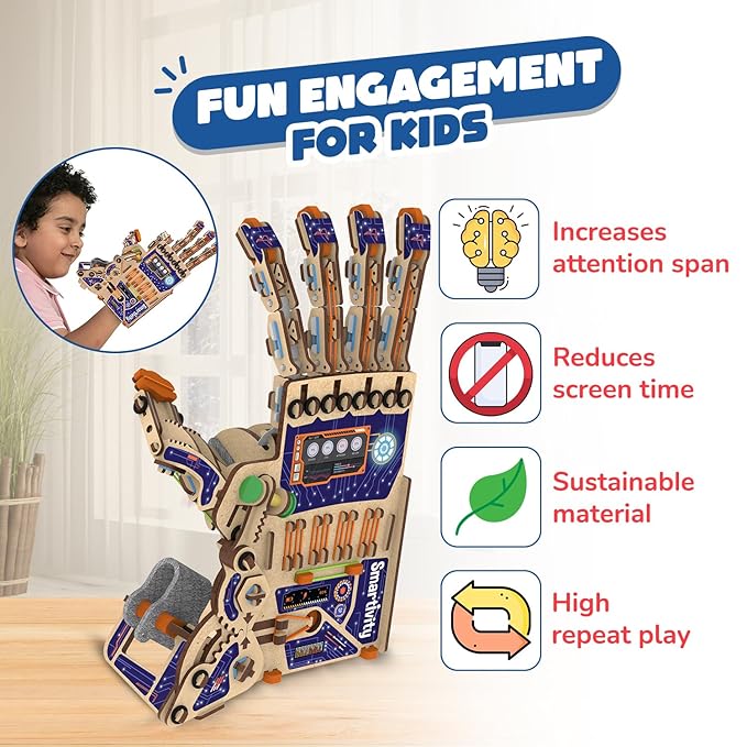Smartivity Robotic Mechanical Hand Toy for Kids 8-10-12-14 Years Old | Parents Choice Award Winner I Birthday Gifts for Smart Kids | Superhero Toy for Boys & Girls 8,9,10,11,12,13,14