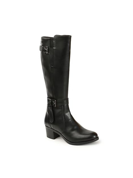 Carlton London Women's Premium Knee-High Riding Boots with Buckle Detail, Trendy Zipper,Modern Boot
