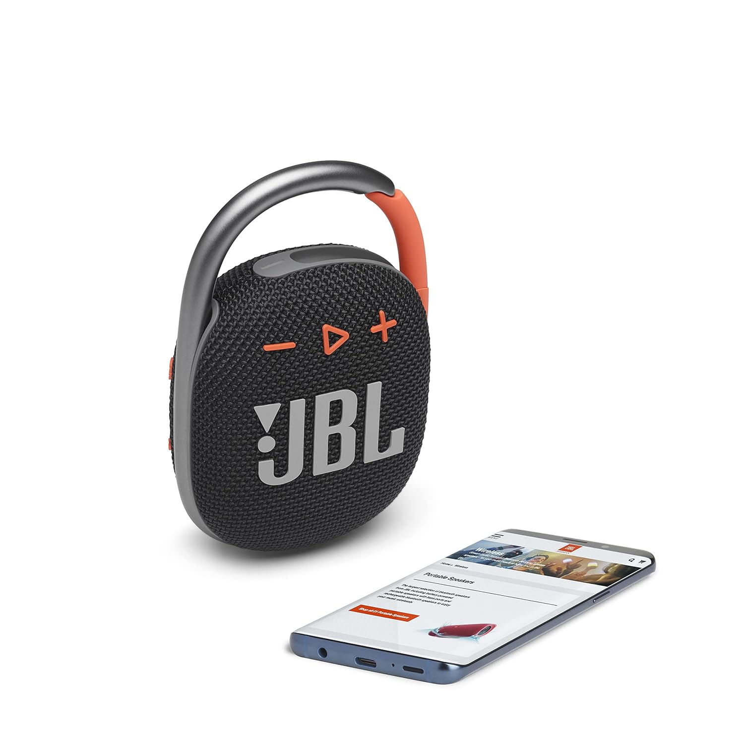 JBL Clip 4, Wireless Ultra Portable Bluetooth Speaker, Pro Sound, Integrated Carabiner, Vibrant Colors with Rugged Fabric Design, Dust & Waterproof, Type C (Without Mic, Red)