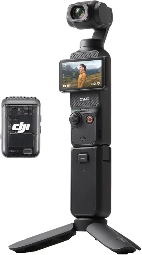 DJI Osmo Pocket 3 Creator Combo, Vlogging Camera with 1'' CMOS & 4K/120fps Video, 3-Axis Stabilization, Face/Object Tracking, Fast Focusing, Mic Included for Clear Sound, Small Camera for Photography