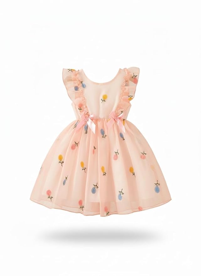 Amazon Brand - Anarva Printed Knee Length Sleeveless Round Neck Stylish Girls Party Dress