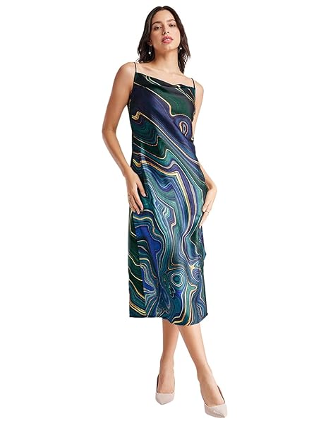 FableStreet Satin Cowl Neck Dress | Noodle Strap Dress | Perfect for Evenings