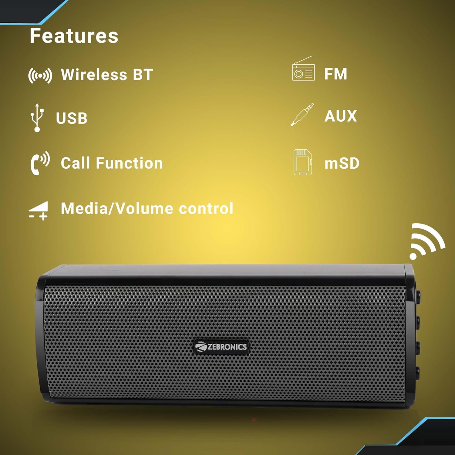 ZEBRONICS Zeb-VITA Wireless Bluetooth 10W Portable Bar Speaker with Supporting USB,Playback time 5 Hours SD Card, AUX, TWS & Call Function. (Grey)