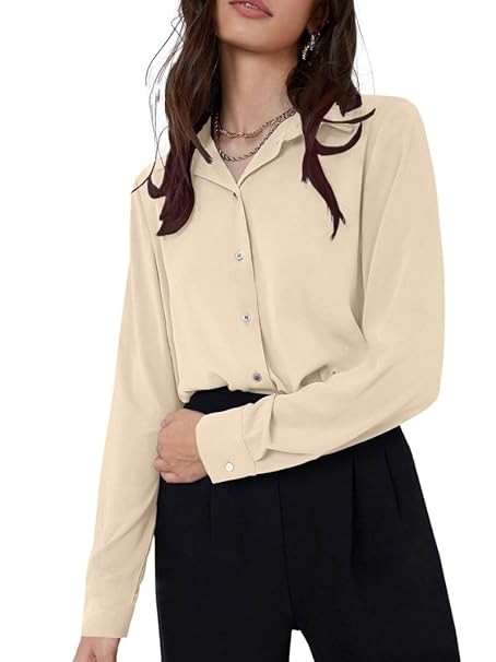 GRECIILOOKS Women`s Oversized Fit Crop Top Shirt | Comfortable Rich Korean Button Down | Comfortable Rich Korean Button Down | Workwear Top for Office & Casual Outfit