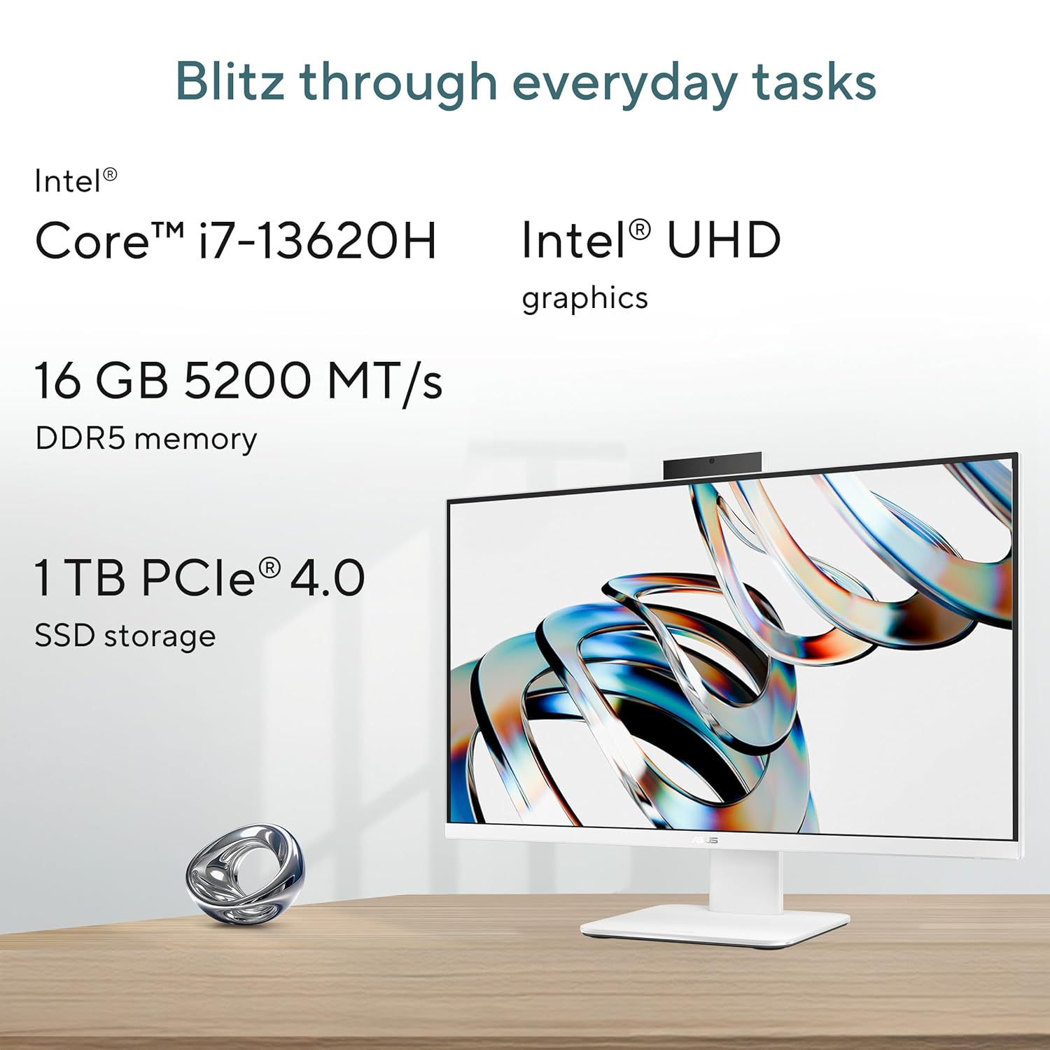 ASUS AiO V470,13th Gen Intel Core i7-13620H, 27" FHD,100Hz,All-in-One PC(16GB RAM/1TB SSD/Windows 11/Office 24/Retractable Camera/Wireless Keyboard & Mouse/M365 Basic (1Year)*) V470VA-KWPE006WS