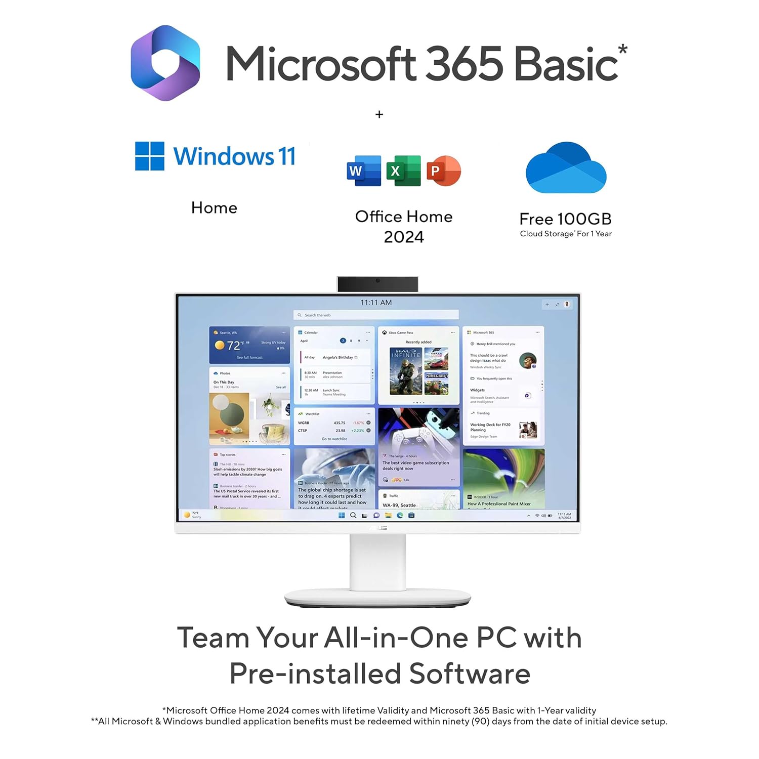 ASUS V400 (2026),Intel Core 7 240H (14th Gen),Intel iGPU,32GB/1TB,FHD,27"(68.58 cm),Windows 11,M365 Basic(1Y),Office 24,White,7.07 Kg,V470VA-KWC7003WS,with Wireless Keyboard & Mouse,All in One PC