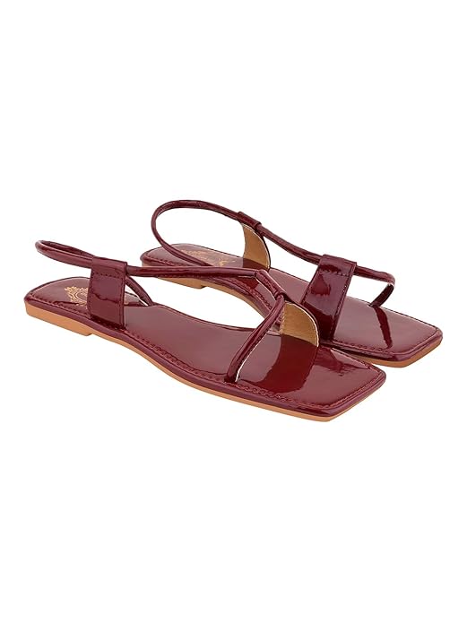 Shoetopia Strap Minimalist Flat Sandals for Women Chic Shell-Embellished