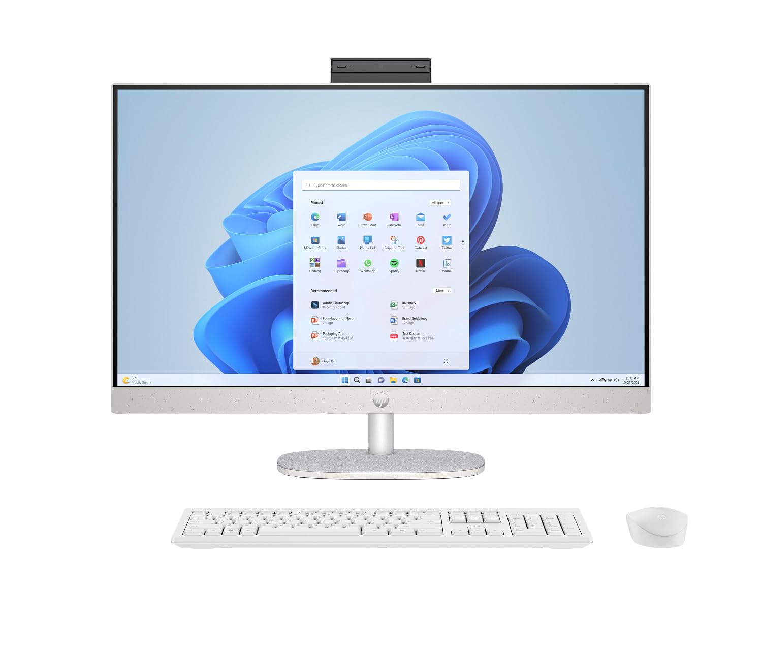 HP OmniStudio All-in-One, Intel Core 3 100U (8GB DDR5, 512GB SSD) FHD, IPS, Anti-Glare, 23.8''(60.5cm), Win 11 Home, Office 24, Cotton White, 4.98kg, Dual 3 W Speakers, FHD IR Camera, 24-cu0561in