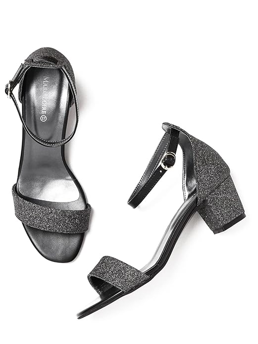 Marc Loire Women's Shimmer Open Toe Comfortable Block Heel Sandals