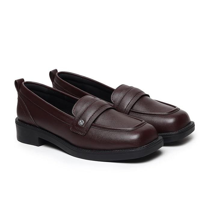 YOHO Stella 002 Slip-on Loafers for Women | Comfortable & Stylish Block Heel | Fashion Moccasins with Footpharma Footbed | Perfect for Casual, Formal Shoe