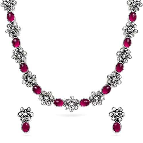 Rubans Oxidised Necklace Set Jewellery Gift for Women & Girls
