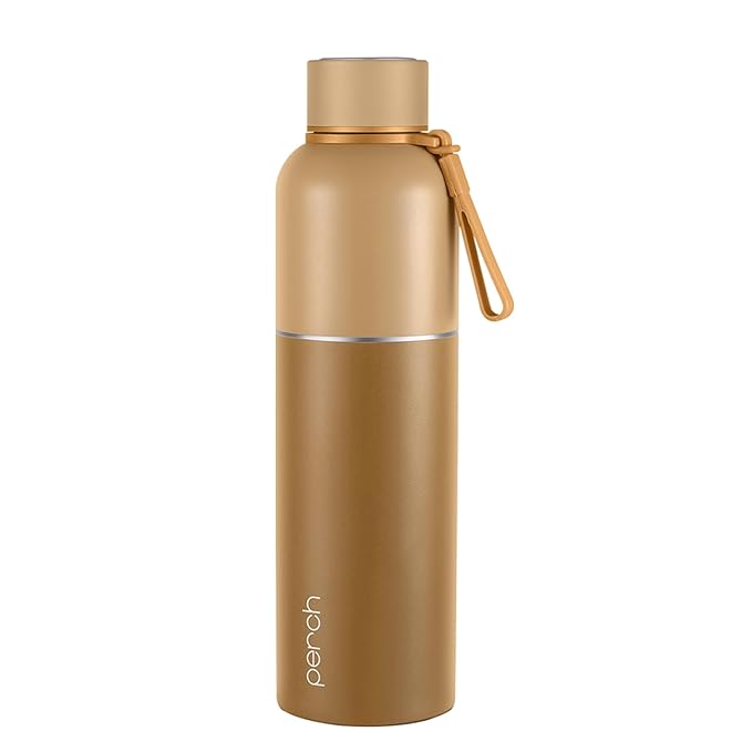 Perch Water Bottle 1 LTR Stainless Steel | Hot and Cold Flask | ISI Certified | Vacuum Insulated | BPA Free | Leak Proof Lid | for Office, School, Gym, Home, Travel | Zenith 1000ml | Amber Brown