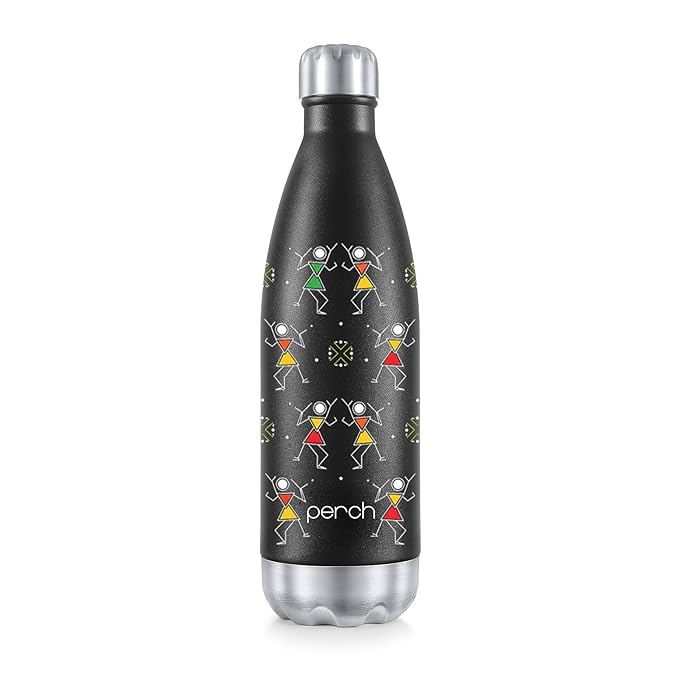 Perch Retro Hot & Cold Stainless Steel Water Bottle 980ml|Triple-Layer Vacuum Insulated 3D Printed Bottle|ISI Certified, Leakproof & BPA-Free Flask|Ideal Gift for Men, Women & Parents|Warli Art
