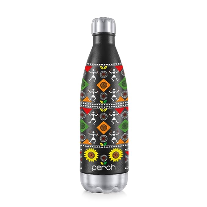 Perch Retro Hot & Cold Stainless Steel Water Bottle 980ml|Triple-Layer Vacuum Insulated 3D Printed Bottle|ISI Certified, Leakproof & BPA-Free Flask|Ideal Gift for Men, Women & Parents|Tribal Mandala
