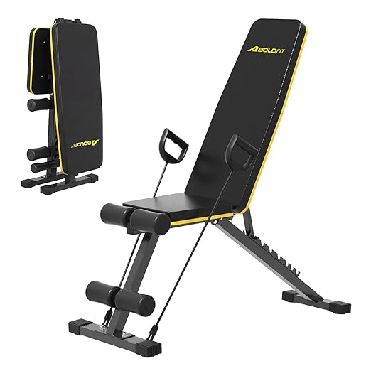 Boldfit Gym Bench for Home, Heavy Duty Commercial Grade Adjustable Weight 250kg Capacity, Foldable Multi-Position Incline/Decline/Flat Bench with Leg Developer, Full Body Strength Training Equipment