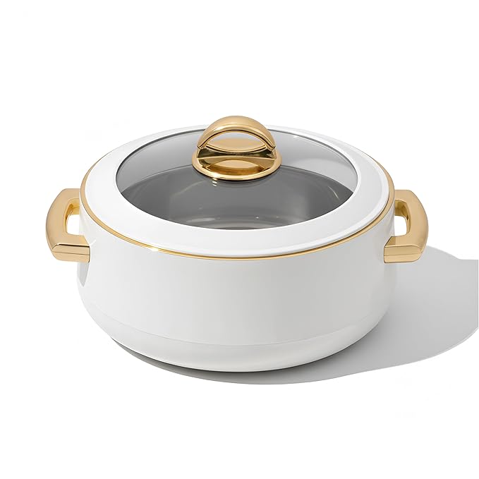 SELVEL Giving Shape to Life! Elegance Glass Lid Casserole | Premium Stainless Steel Insulated Hot Pot | See-Through Lid | Keeps Food Hot & Fresh (1700 ML, White)