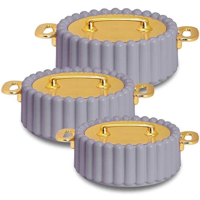 Selvel Volvo Casserole Insulated Hot Pot with Stainless Steel Inner Single| Roti Casserole | Hot Box for Kitchen | Chapati, Roti, Biryani | Keeps Food Hot & Fresh (Lid Grey, 3 Set)