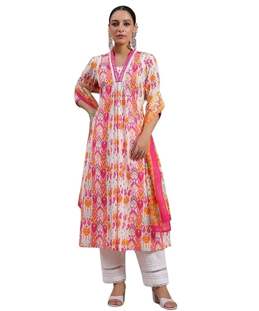 GRECIILOOKS Women's Regular Fit Kurta Sets| Kurti Set | 3 Piece Kurta Pant Dupatta Set's | Elegant Suit| Dupatta | Party Outfit Traditional Dress for Woman | Comfortable Outfit for Office, Casual & Daily Use