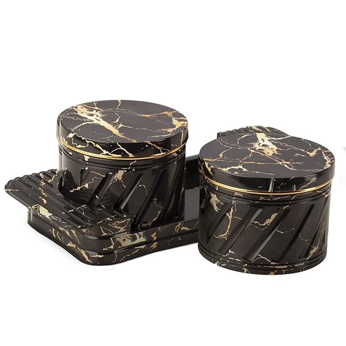 Selvel Airtight Dry Fruit Container Tray Set with Lid & Serving Tray for Serving Sweets, Chips, Cookies Other Snacks -430ml,Italian Black, Polypropylene & silicone