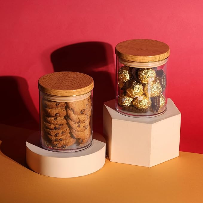 Selvel Wooden Finish Airtight Kitchen Storage Containers – Multiple Sets & Sizes (Lightwood, 800 ML)