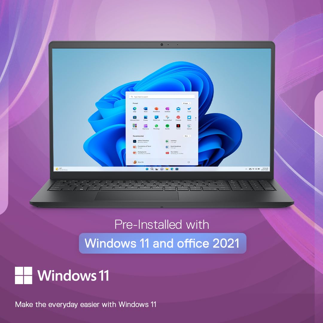 Dell DC 15250 Thin & Light Laptop, 13th Gen Intel Core i5-1334U Processor, 8GB, 512GB SSD, 15.6" (39.62cm) FHD Display, Standard Keyboard, Win 11+MSO'24 & 15 Month McAfee, Carbon Black, 1.62kg