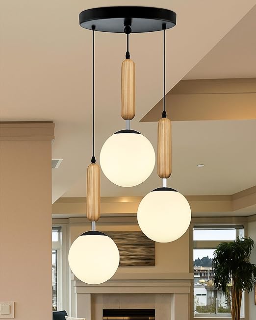 Homesake ® Chandelier Pendant Light, Retro Industrial Style Nordic Glass Hanging Ceiling Creative Bar Counter Decoration Restaurant Rustic Lighting, Frosty Globe