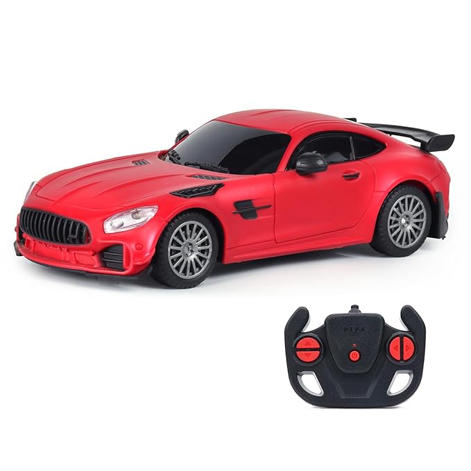 Amazon Brand - Jam & Honey Remote Control Car for Kids | High-Speed RC Car with Rechargeable Lithium Battery | Type-C Charging | LED Headlights | Red