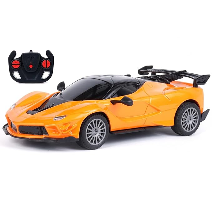 Amazon Brand - Jam & Honey Remote Control Car for Kids | High-Speed RC Car with Rechargeable Lithium Battery | Type-C Charging | LED Headlights | Orange