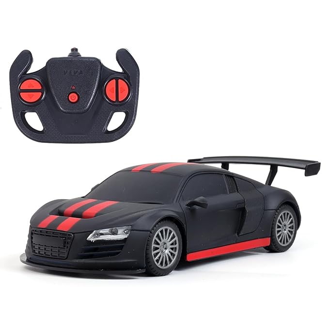 Amazon Brand - Jam & Honey Remote Control Car for Kids | High-Speed RC Car with Rechargeable Lithium Battery | Type-C Charging | LED Headlights | Black&Red