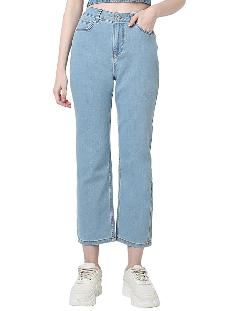 VERO Moda Women's Straight-Fit High Waist Jeans | Everyday Casual Denim for Women