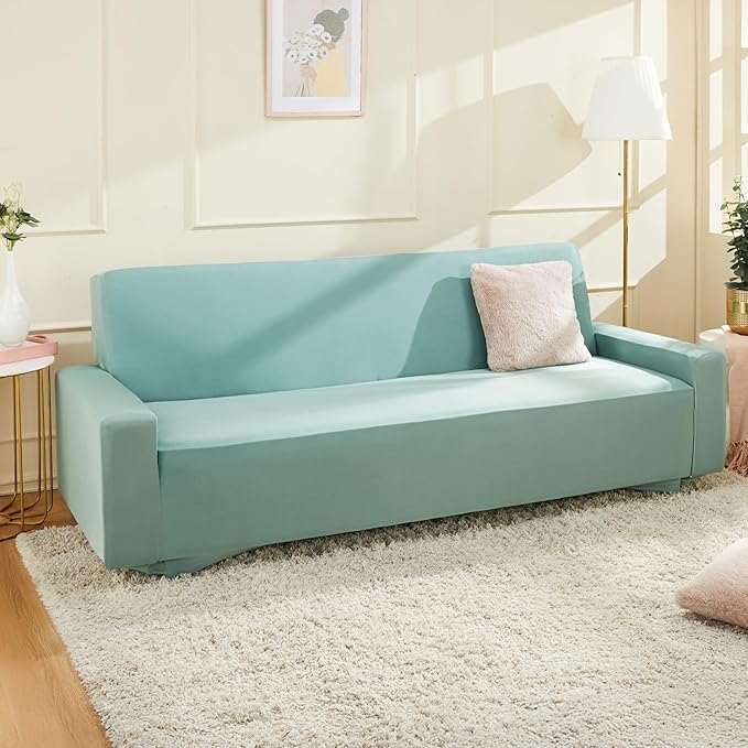 Amazon Brand - Solimo Polyester Spandex Stretchable Sofa Slipcover (3 Seater, Green)